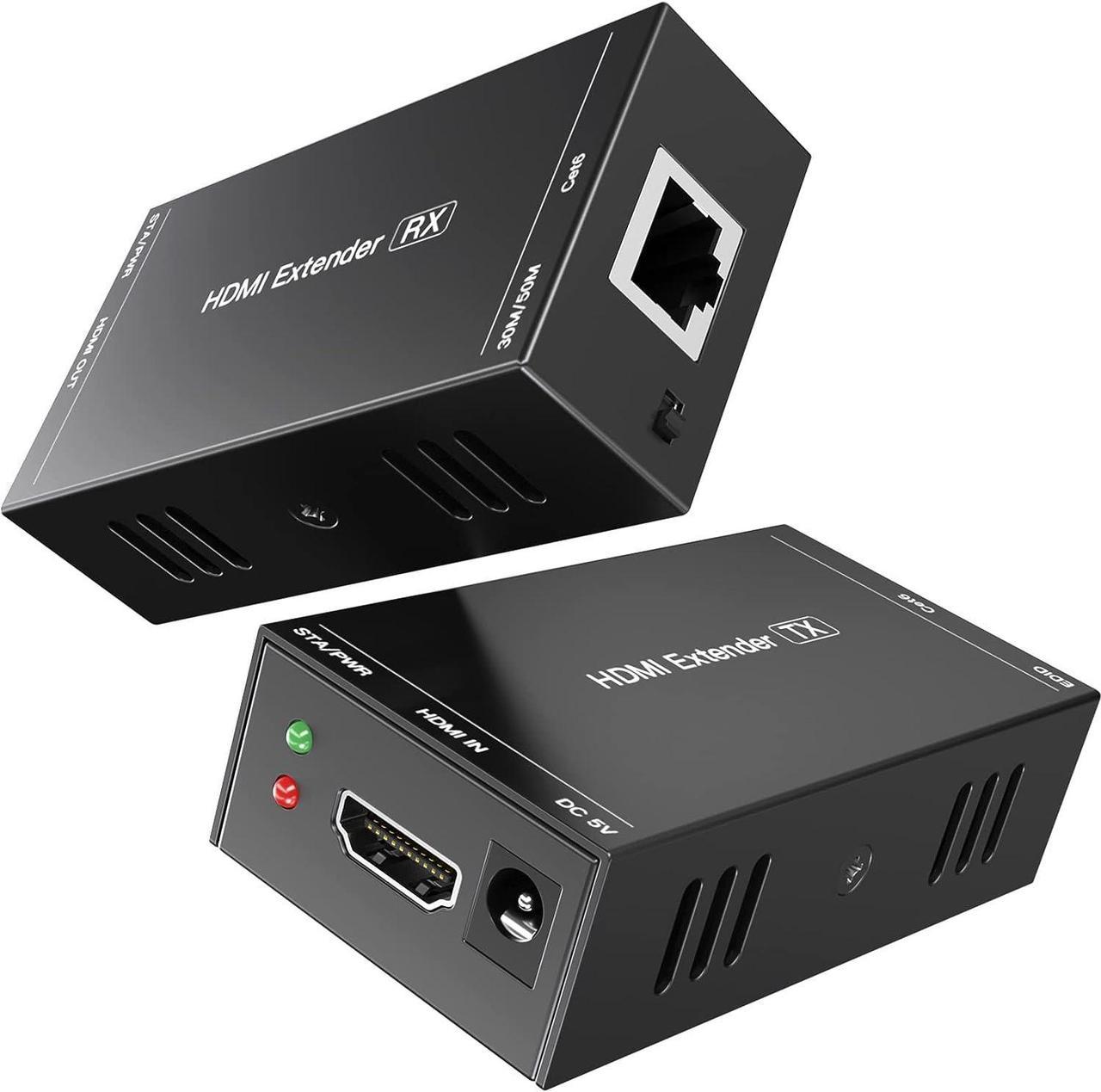 HDMI Extender 165ft Over Single Cat5e/6, Extend 1080P@60Hz Video, Transmit Audio Video Synchronously, Support 3D, POC, EDID