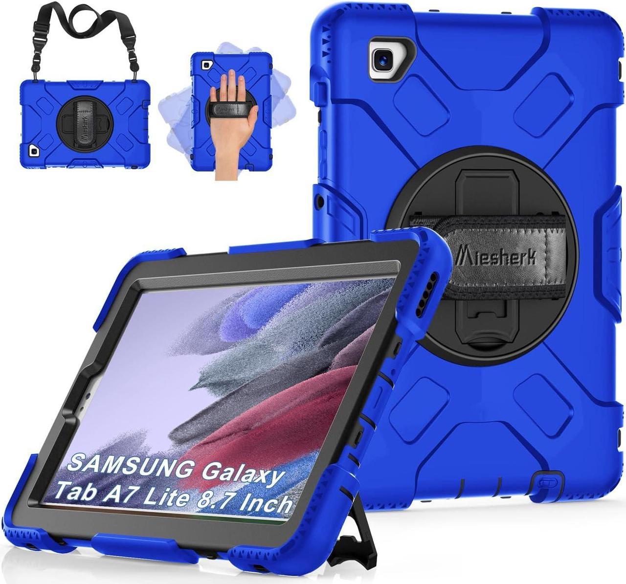 Case for Galaxy Tab A7 Lite, Military Grade Heavy Duty Shockproof Case with Hand/Shoulder Strap Rotating Kickstand for Samsung Galaxy Tab A7 Lite 8.7 Inch 2021,Blue