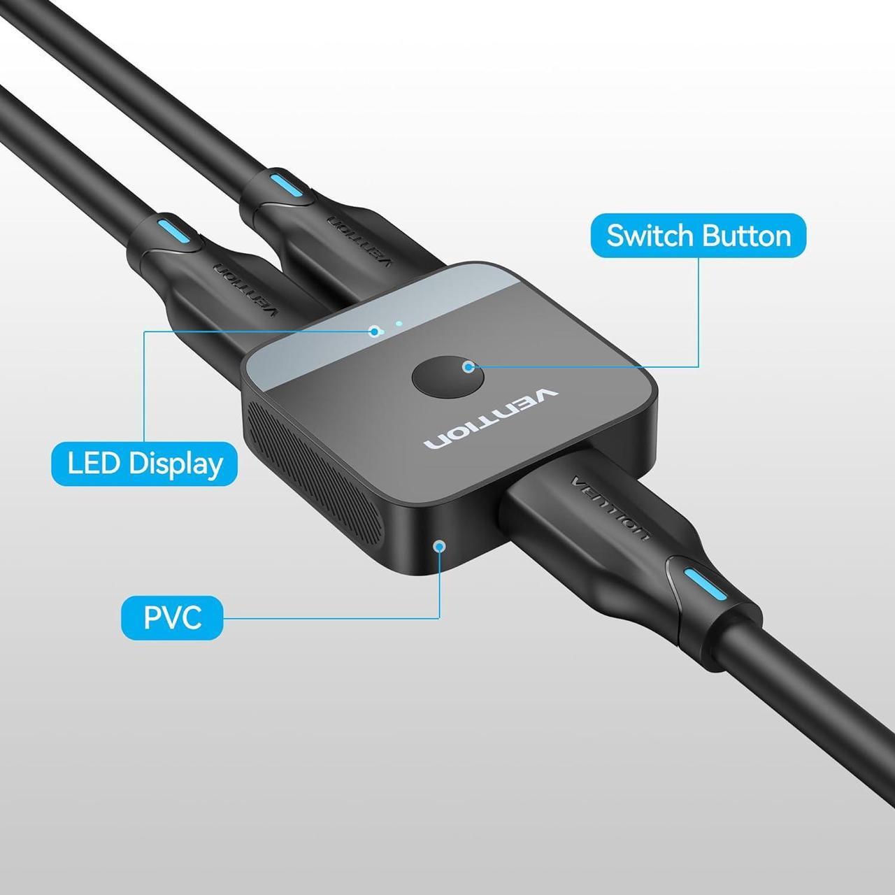 Alt view image 5 of 7 - HDMI Switch 4k@60Hz, VENTION HDMI Switcher 2 in 1 Out Bi-Directional 1 in 2 Out Manual HDMI Switch Supports HDCP 2.2 HDR 3D Compatible with PS5/4 Xbox Blu-Ray Player Fire Stick Roku HDTV Monitor