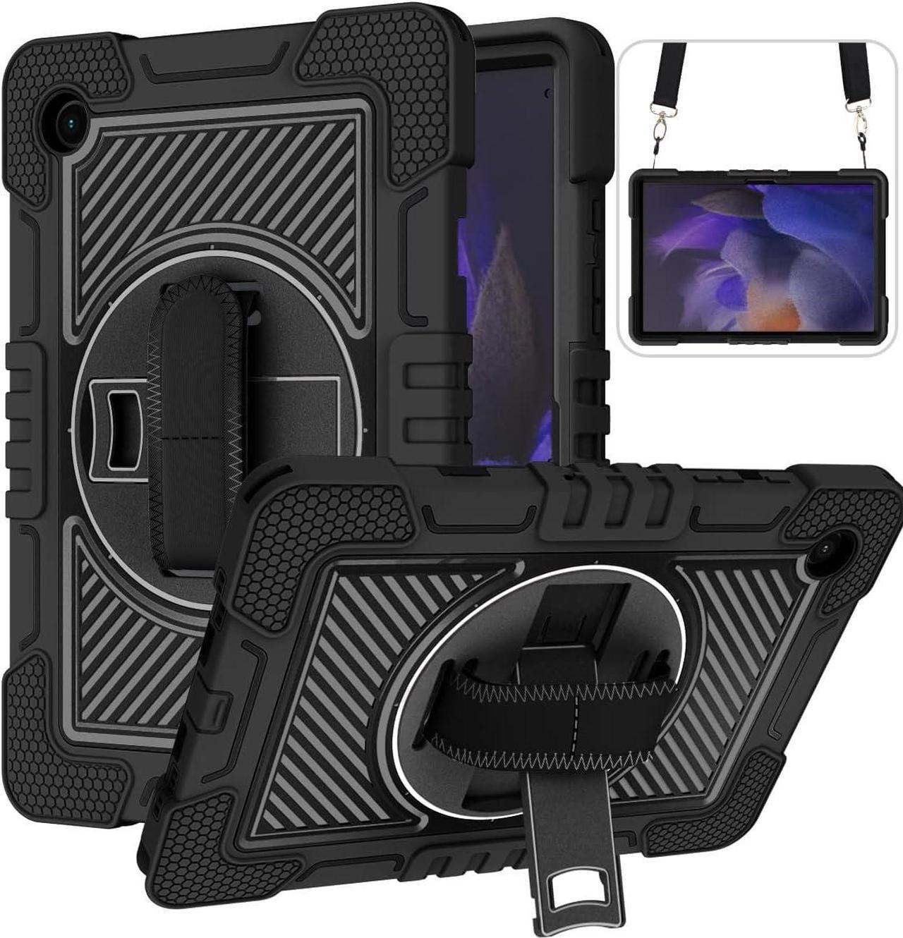 Case for Samsung Galaxy Tab A8 10.5 (2021), Shockproof Military Grade Heavy Duty Cover for Galaxy Tab A8 10.5 (2021) SM-X200 / SM-X205,Pencil Holder Rotating Stand Handle Shoulder Strap