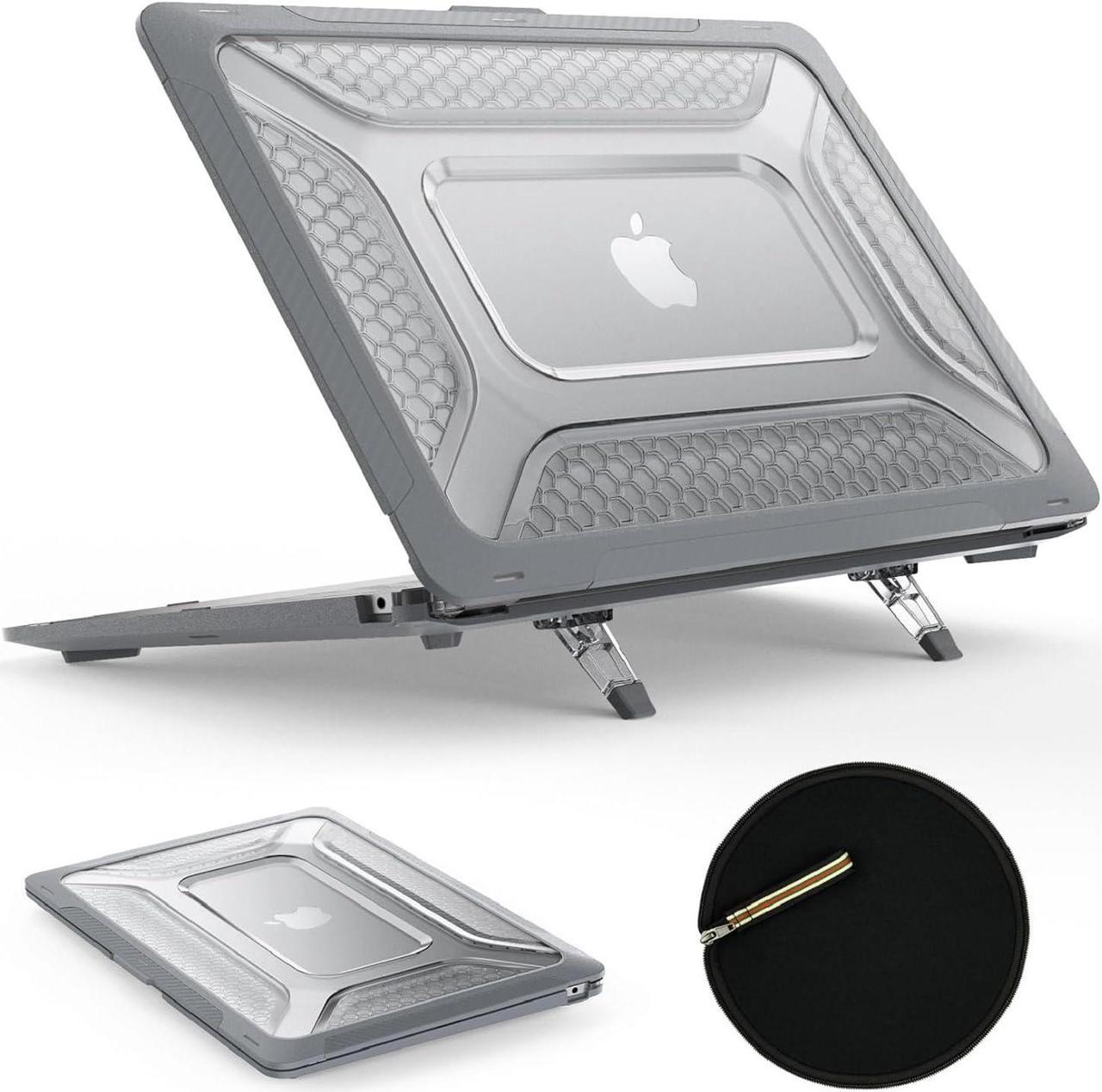 MBook Air 15 inch Case 2023 Release A2941 M2 Chip, Shock-Absorbing Protection Case with Folding Stand &Mouse Pad/Bag for MBook Air 15\u201d A2941 M2 Chip (Gray)