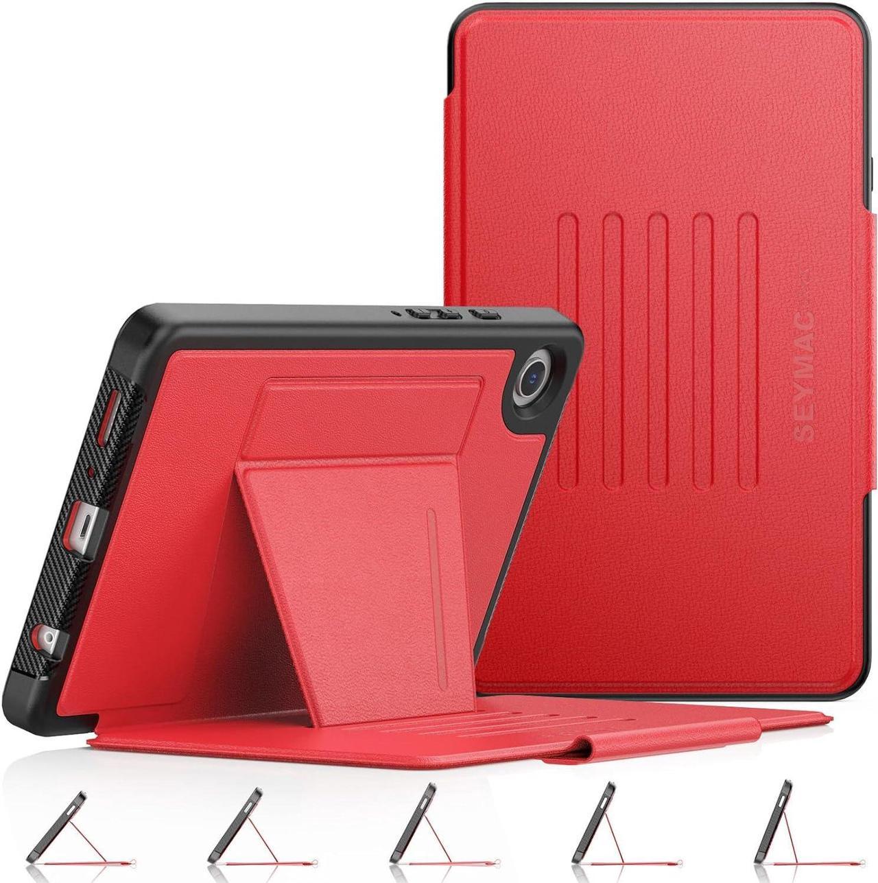 for Galaxy Tab A9 5G Tablet Case 8.7'', Smart Auto Sleep Cover with Magnetic Multi-Angles Stand, Card Slot for Galaxy Tab A9 8.7'' SM-X110/X115/X117 (Red)