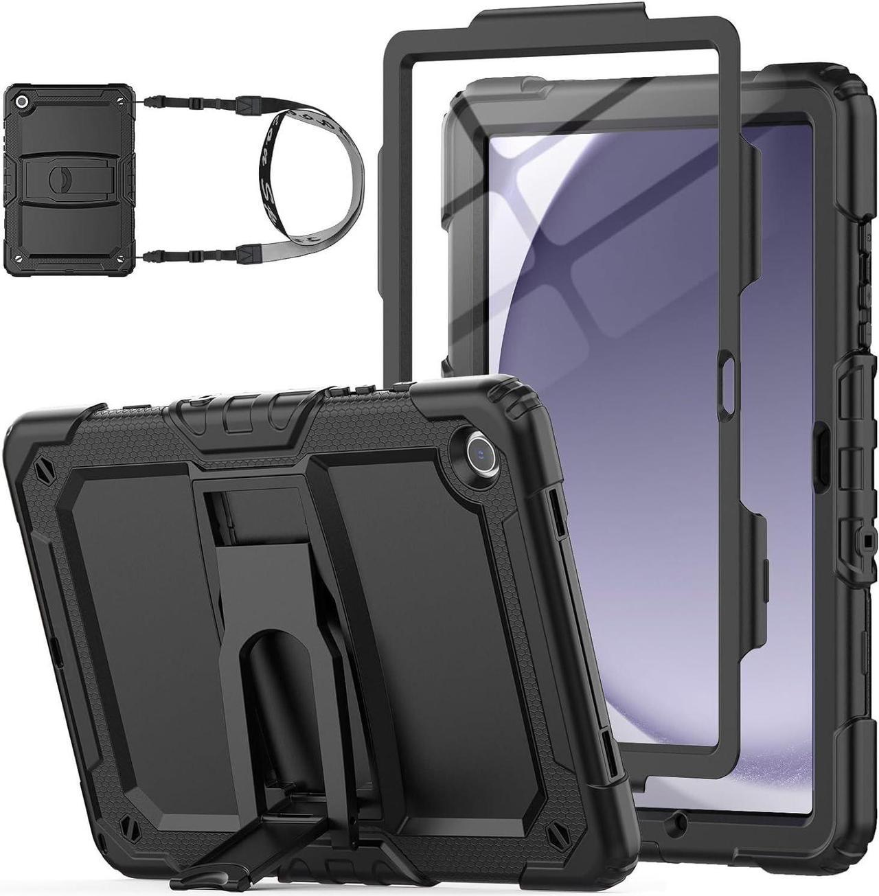 for Galaxy Tab A9+ Plus 5G Tablet Case 11'' 2023 with Screen Protector Shoulder Strap& Stand, Drop-Proof Case for Galaxy Tab A9+/A9 Plus 11'' SM-X210/X216/X218,Black