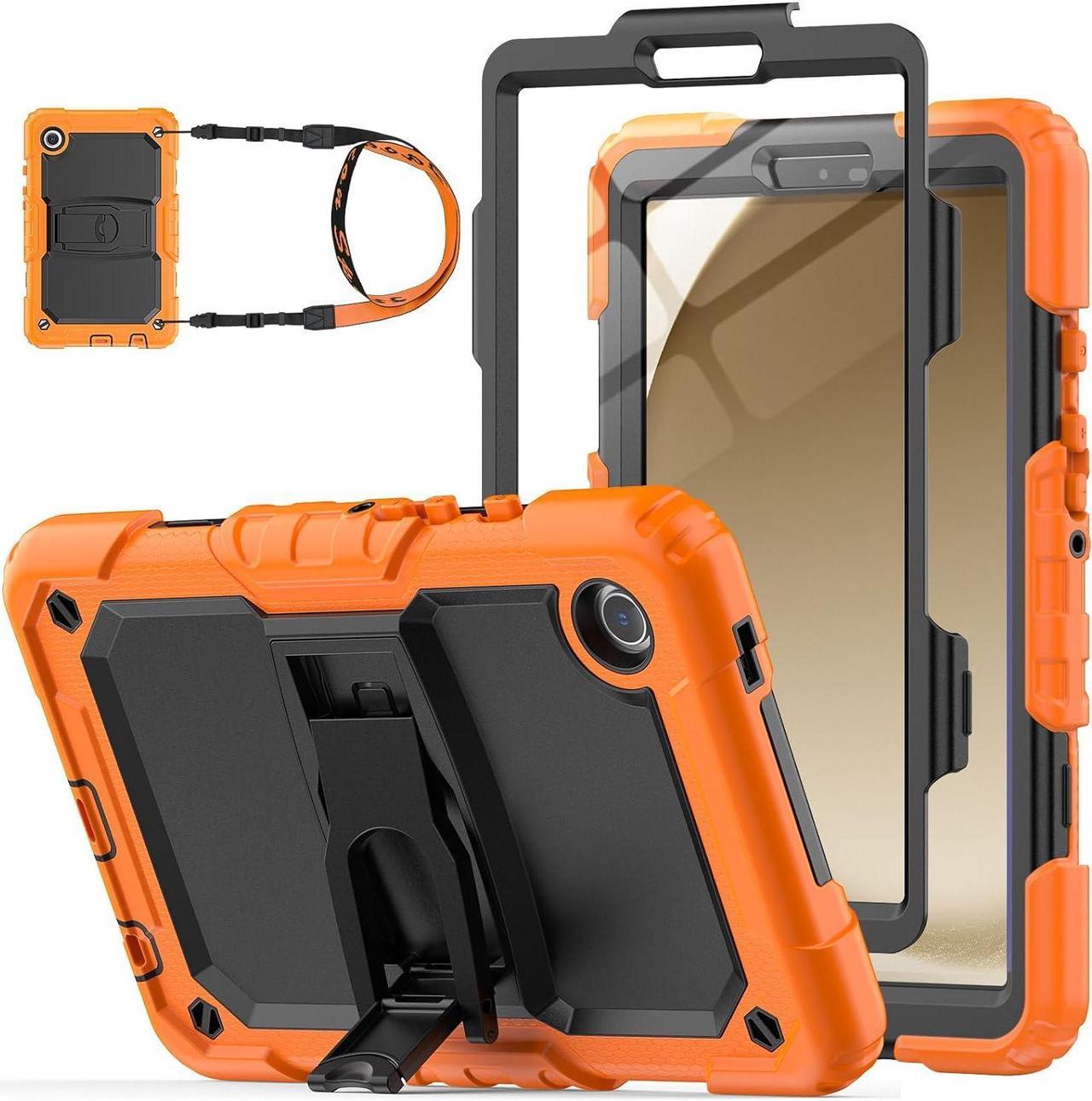 for Galaxy Tab A9 5G Tablet Case 8.7'' 2023 with Screen Protector Shoulder Strap & Stand, Drop-Proof Case for Galaxy Tab A9 8.7'' SM-X110/X115/X117,Orange