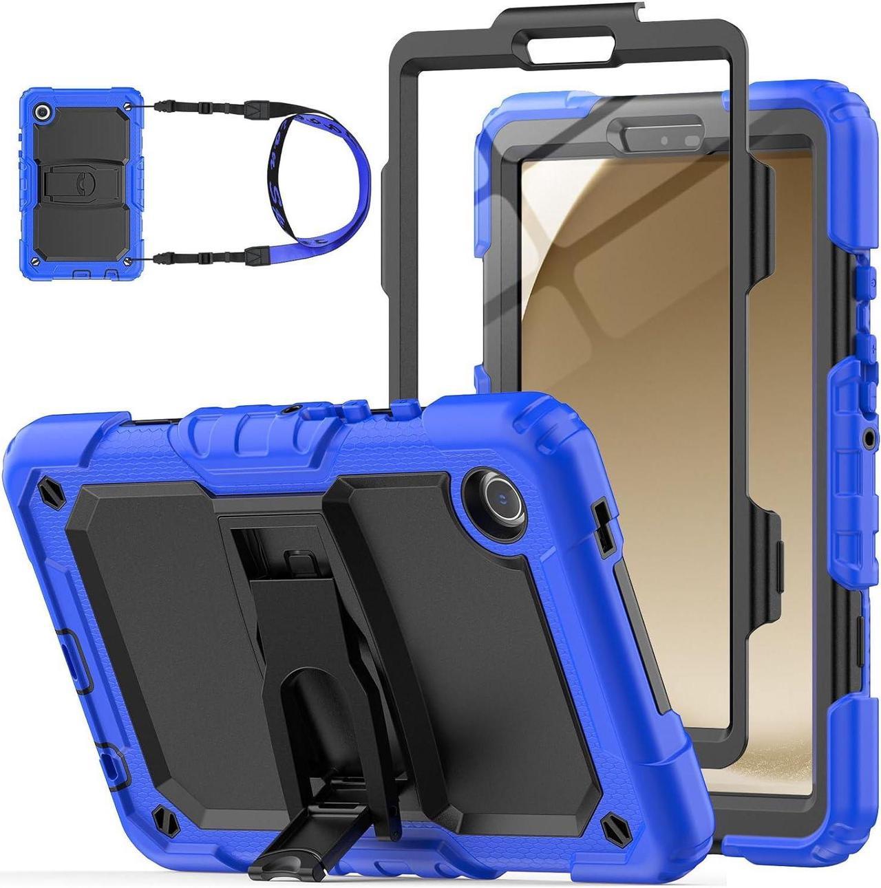 for Galaxy Tab A9 5G Tablet Case 8.7'' 2023 with Screen Protector Shoulder Strap & Stand, Drop-Proof Case for Galaxy Tab A9 8.7'' SM-X110/X115/X117,Blue