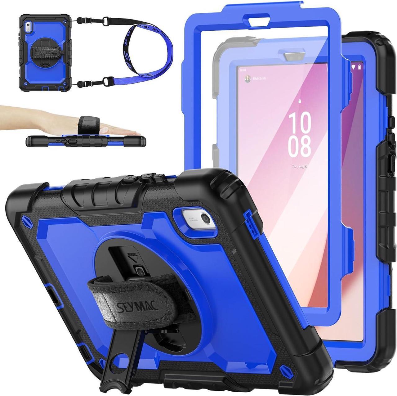 Tab M10 Plus 3rd Gen (TB-125F/128F) 10.6" Case with Screen Protector, Drop-Proof Protection Case with 360° Rotating Stand &Strap [Pen Holder] for Tab, Black