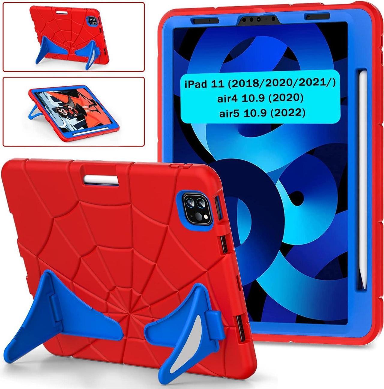 Shockproof Case for Pad Air 5th/4th Gen 10.9'' (2022/2020),Pad Pro 11'',Heavy Duty Rugged Stand for Kids Children Pad Air 4/5, Pad Pro 11'' 1st 2018/2nd 2020/3rd 2021/4th 2022 (Red+Black)