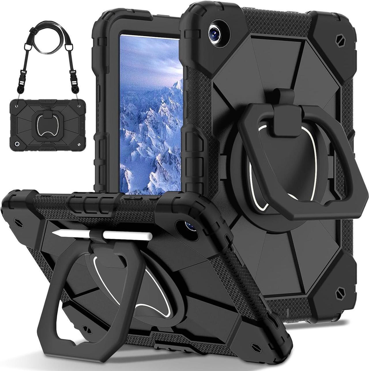 for Galaxy Tab A9 Plus 11'' Case, Shockproof Hybrid Rugged Heavy Duty with Rotating Handle Stand/Pencil Holder/Hand Carrying Strap Kids Friendly for  Galaxy Tab A9+ 2023 (Black)