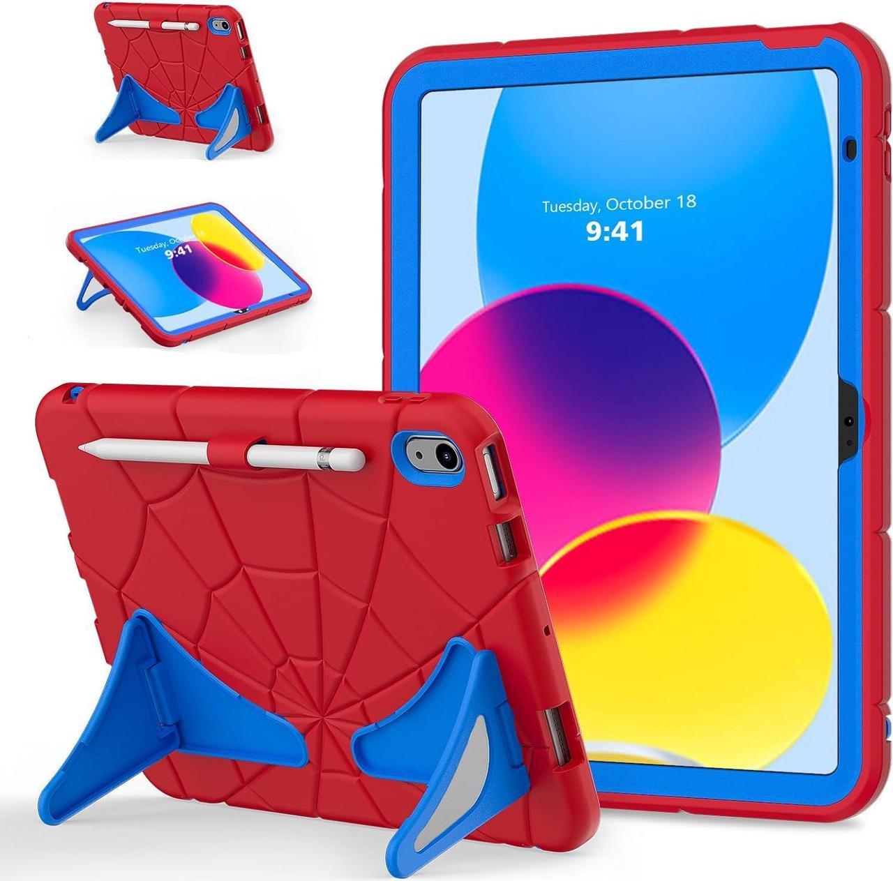 Case for Pad 10th Generation 10.9 Inch 2022, Heavy Duty Shockproof Rugged Hybrid Sturdy with Kickstand for Kids Children Boys for  Pad 10 10.9'' 2022 (Red+Blue)