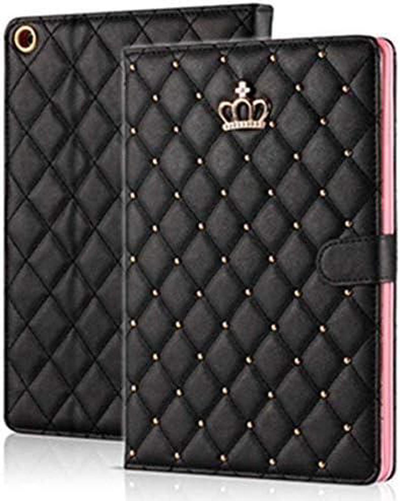 Pad 10.2-Inch (2021/2020/2019, 9/8/7 Gen Pad 10.5-Inch (Pad Air 3 2019/Pad Pro 2017) Case, Crown PU Leather Smart Auto Sleep/Wake Flip Kickstand Pad 9th/8th/7th,Pad 10.5'' (Black)