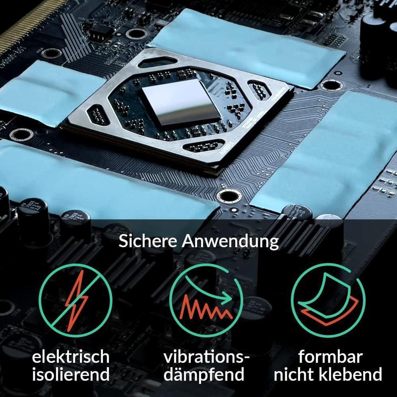 Alt view image 4 of 5 - ARCTIC TP-3: Premium Performance Thermal Pad, 100 x 100 x 1.5 mm (1 Piece) - High Performance, Particularly Soft, Ideal Gap Filler, Bridging Gaps, Thermal Pads gpu, Thermal pad CPU