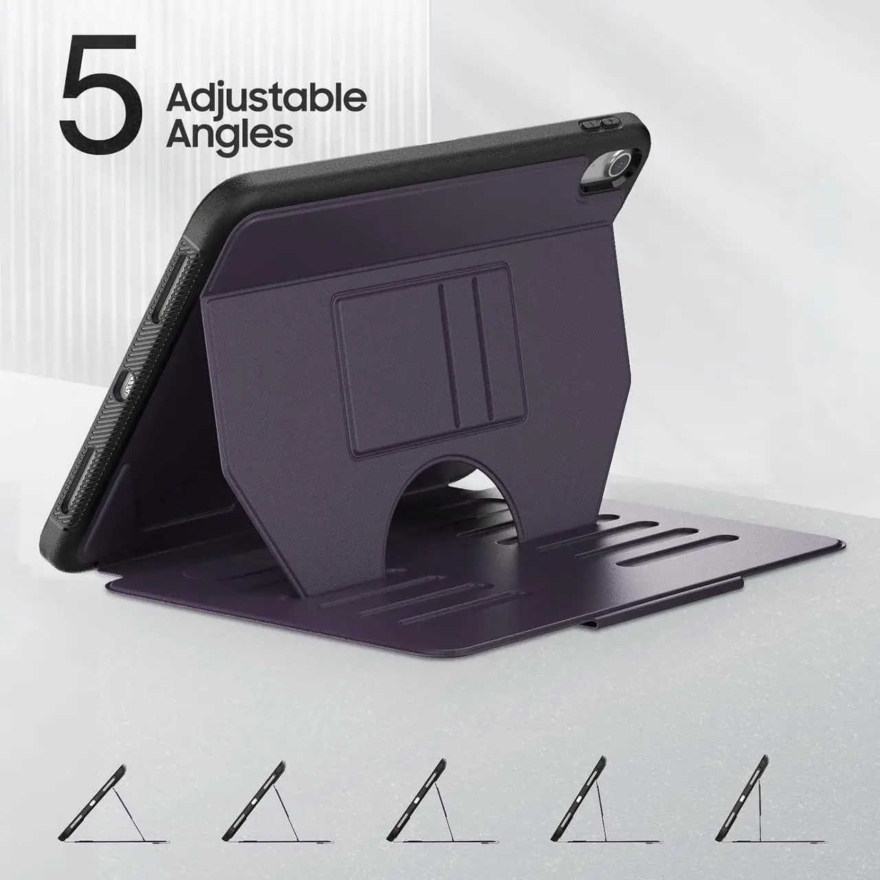 Alt view image 3 of 7 - Strong Magnetic Case for iPad 10th Generation 10.9 inch, Protective Cover with Auto Wake/Sleep, Multi-Angle Stand, Pencil Holder, Card Slots for iPad 10th Gen Case (Purple)