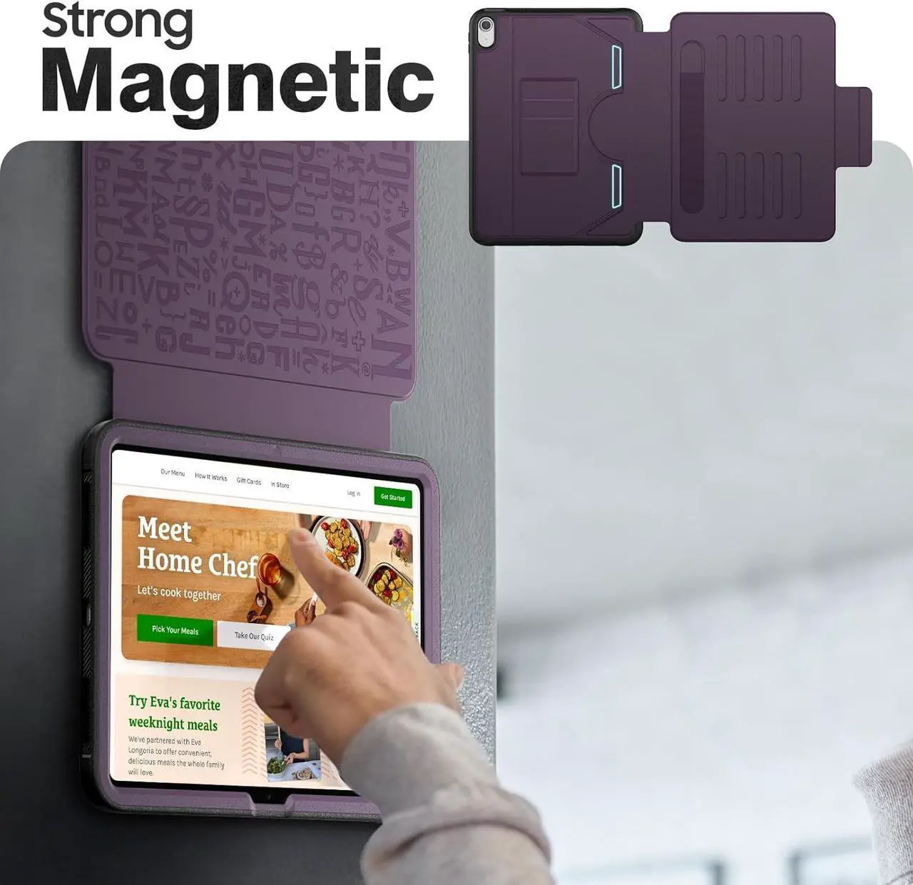 Alt view image 4 of 7 - Strong Magnetic Case for iPad 10th Generation 10.9 inch, Protective Cover with Auto Wake/Sleep, Multi-Angle Stand, Pencil Holder, Card Slots for iPad 10th Gen Case (Purple)