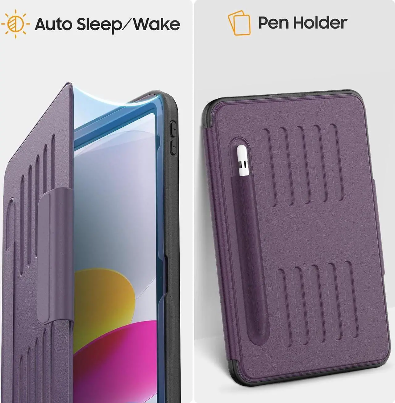 Alt view image 5 of 7 - Strong Magnetic Case for iPad 10th Generation 10.9 inch, Protective Cover with Auto Wake/Sleep, Multi-Angle Stand, Pencil Holder, Card Slots for iPad 10th Gen Case (Purple)
