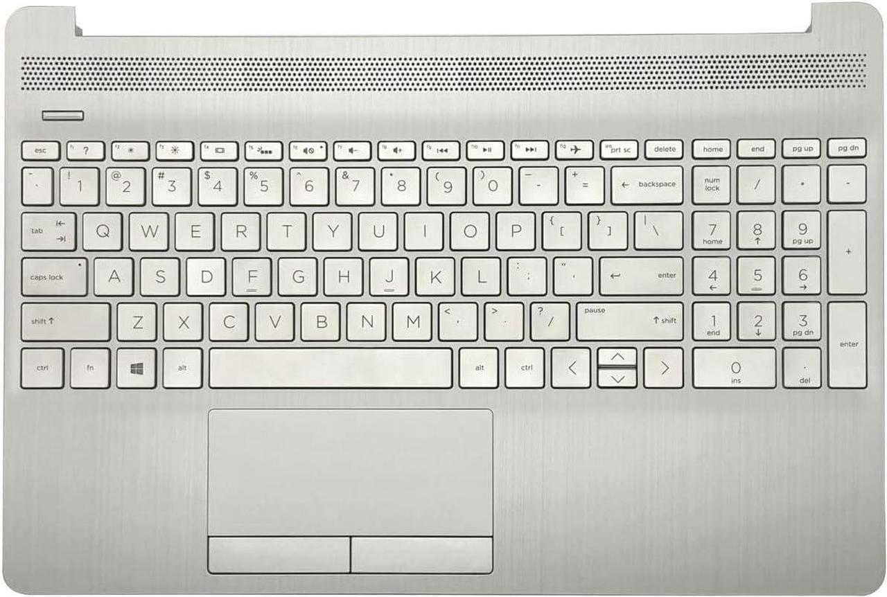 Replacement Upper Case Palmrest for H-P 15T-DW 15-DW 15S-DR 15S-DU Series Laptop Backlight Keyboard Assembly ToucH-Pad Top Cover L52022-001 AP2H8000510 Natural Silver