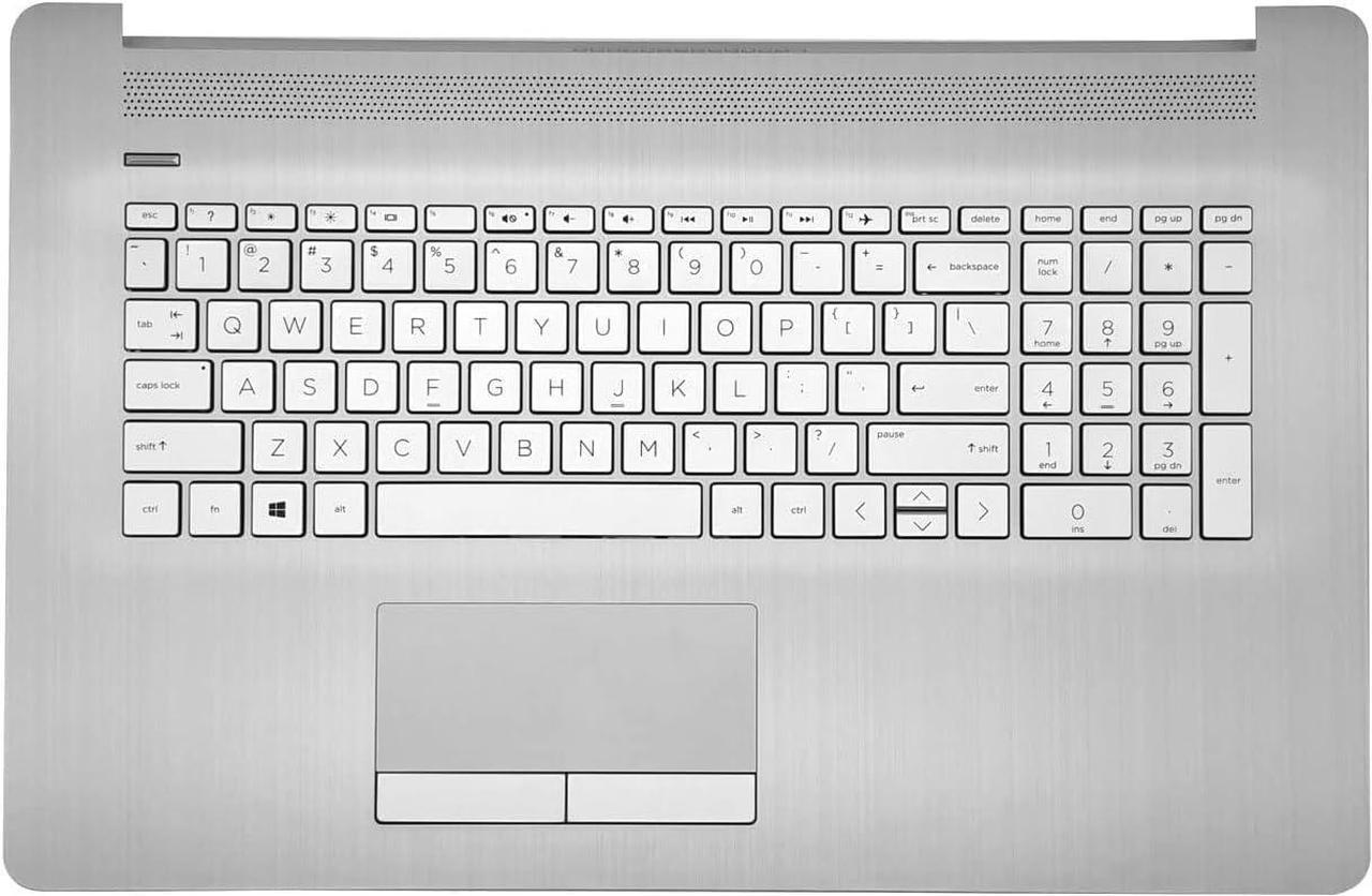 Replacement Upper Case Palmrest for H-P 17-by 17-CA 17T-by 17Z-CA 17t-by400 17-by0026cy 17z-ca300 Series Laptop Non-Backlight Keyboard Assembly with ODD Top Cover L92785-001 Natural Silver