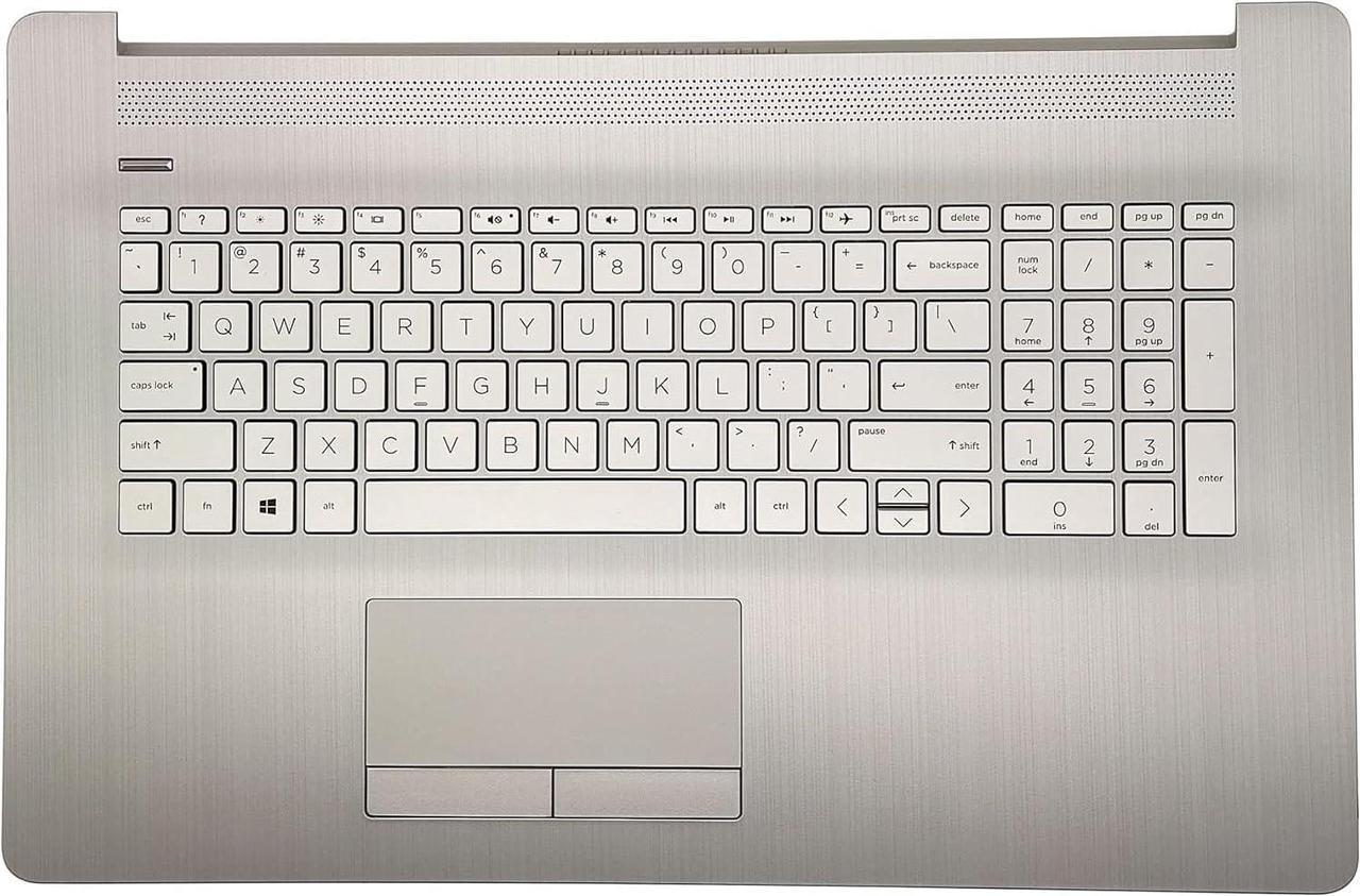 Replacement Upper Case Palmrest for H-P 17-by 17-CA 17T-by 17Z-CA Series Laptop Non-PTP Function ToucH-Pad Top Cover Keyboard Assembly L92789-001 6070B1308113 Natural Silver