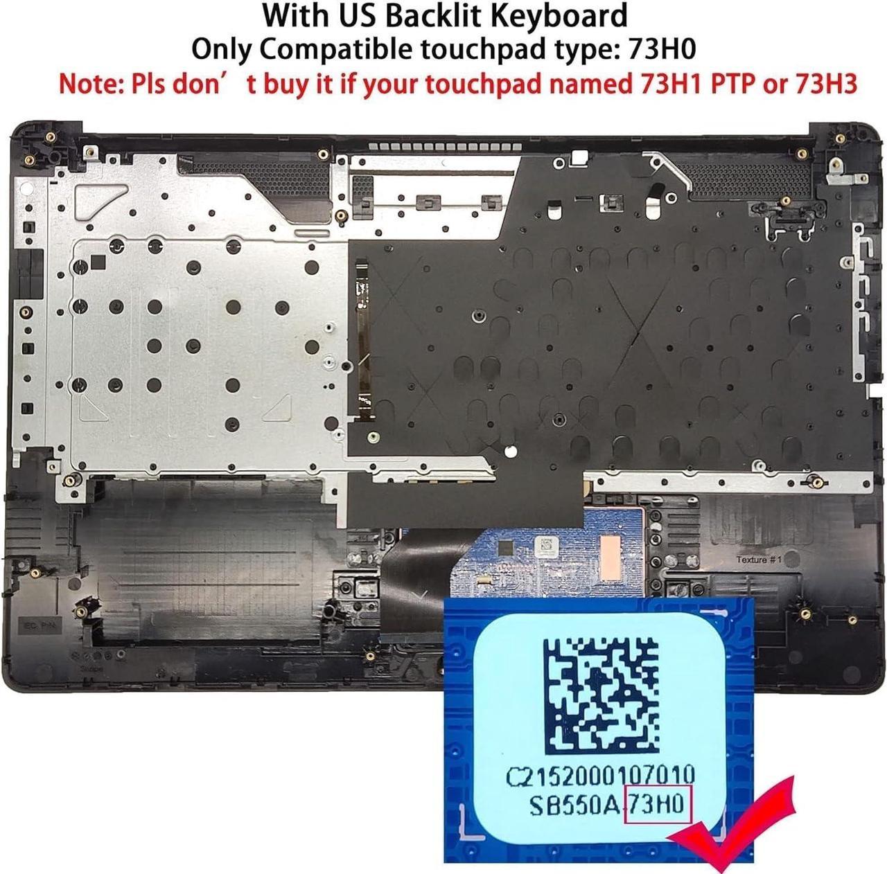 Alt view image 2 of 7 - Replacement Upper Case Palmrest for H-P 17-by 17-ca 17t-by 17z-ca Series Laptop 73H0 ToucH-Pad and ODD Backlit Keyboard Assembly Top Cover L70716-001 Jet Black