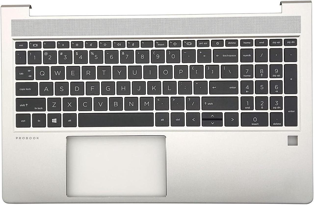 Replacement Upper Case Palmrest for H-P Probook 450 G8 455 G8 15.6'' Series Laptop Top Cover Non-Backlit Keyboard Assembly M21740-001 Silver