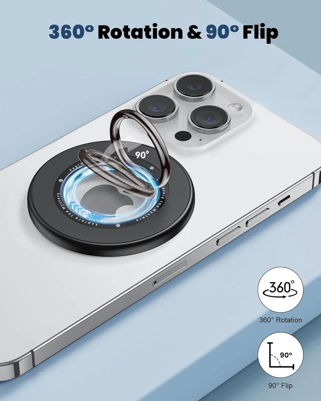 Alt view image 2 of 7 - Magnetic Phone Ring Holder Grip - 360° Rotate Mag-Safe Phone Grip for Hand Kickstand, Magnetic Finger Ring Grip Stand Holder, Compatible with iPhone 16 Pro Max Plus, 15 14 13 12 Series