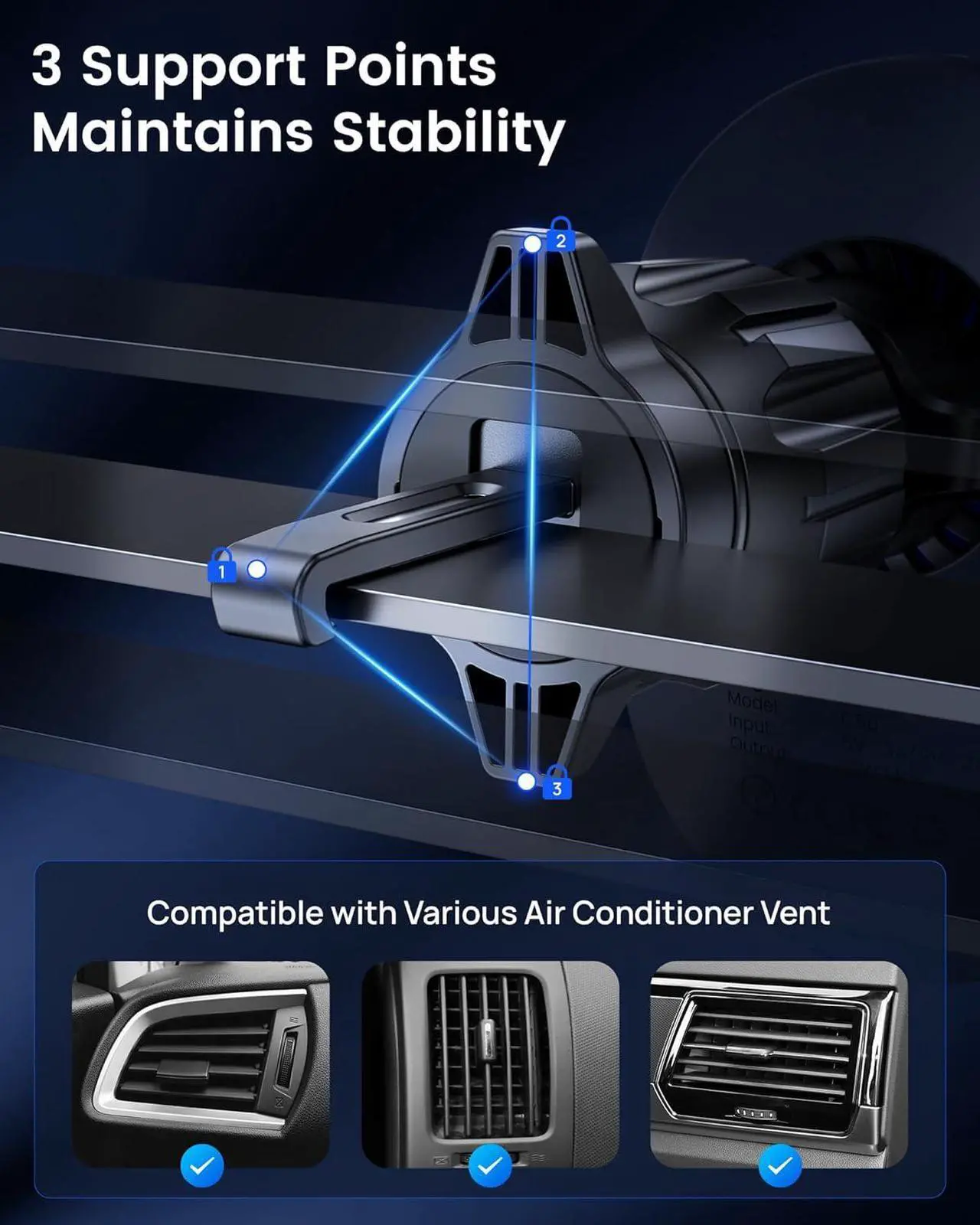 Alt view image 2 of 7 - Mag-Safe Car Mount, 15W Fast Charge Magnetic Phone Holder for Car Vent, 360° Rotation & LED Indicator, Universal Fit for iPhone 16/15/14/13/12 Series with MagSafe Case Strong Vent Clip