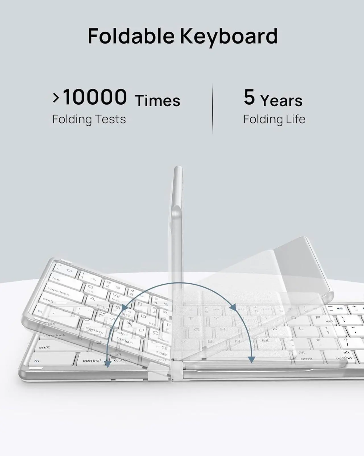Alt view image 3 of 7 - Foldable Keyboard with Sensitive Touchpad, Portable Wireless Keyboard for iMac, Multi Devices, 2 in 1 Pocket-Sized Bi-Folding Portable Key-Board, Travel