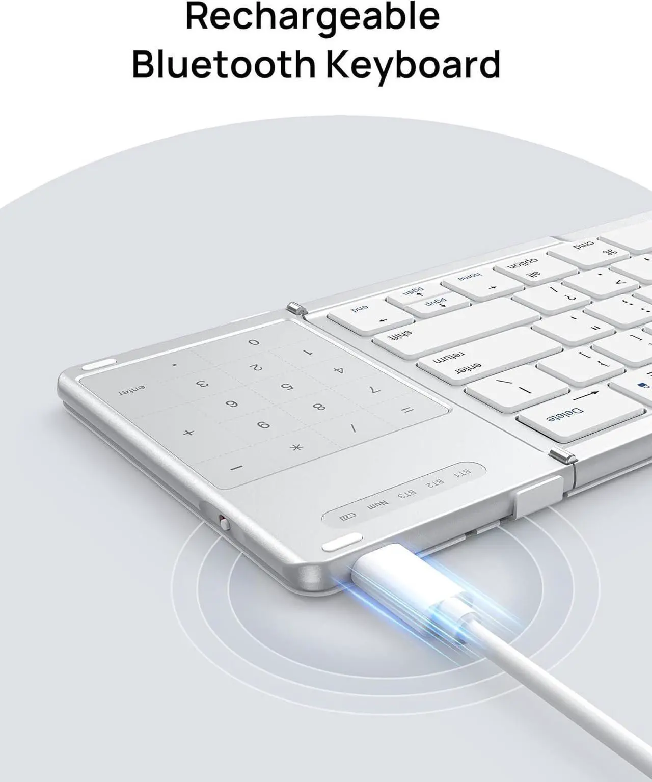 Alt view image 6 of 7 - Foldable Keyboard with Sensitive Touchpad, Portable Wireless Keyboard for iMac, Multi Devices, 2 in 1 Pocket-Sized Bi-Folding Portable Key-Board, Travel