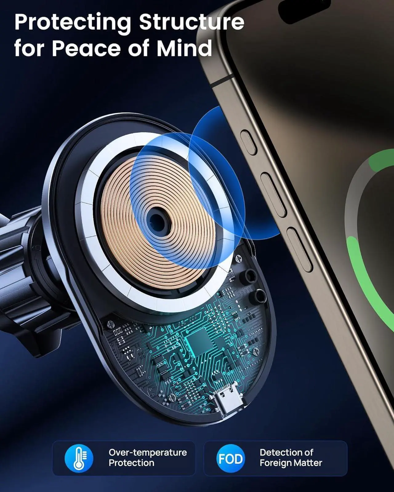 Alt view image 7 of 7 - Mag-Safe Car Mount, 15W Fast Charge Magnetic Phone Holder for Car Vent, 360° Rotation & LED Indicator, Universal Fit for iPhone 16/15/14/13/12 Series with MagSafe Case Strong Vent Clip