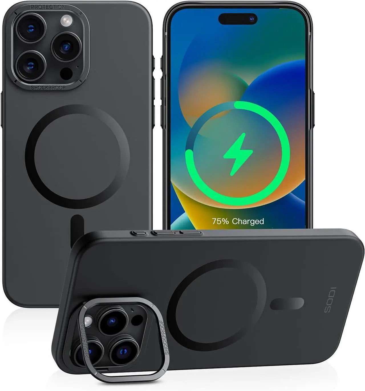Main image of Magnetic Phone Case for iPhone 15 Pro Case with Invisible Stand, Slim Lightweight 360°Rotatable Ring Holder Case, Drop Protective Phone Case for Men Women 6.1"