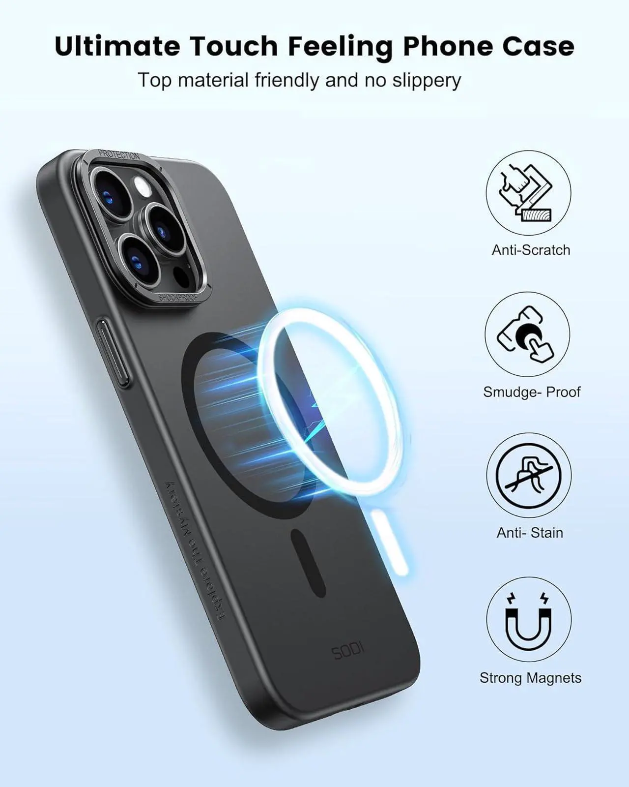 Alt view image 2 of 7 - Magnetic Phone Case for iPhone 15 Pro Case with Invisible Stand, Slim Lightweight 360°Rotatable Ring Holder Case, Drop Protective Phone Case for Men Women 6.1"