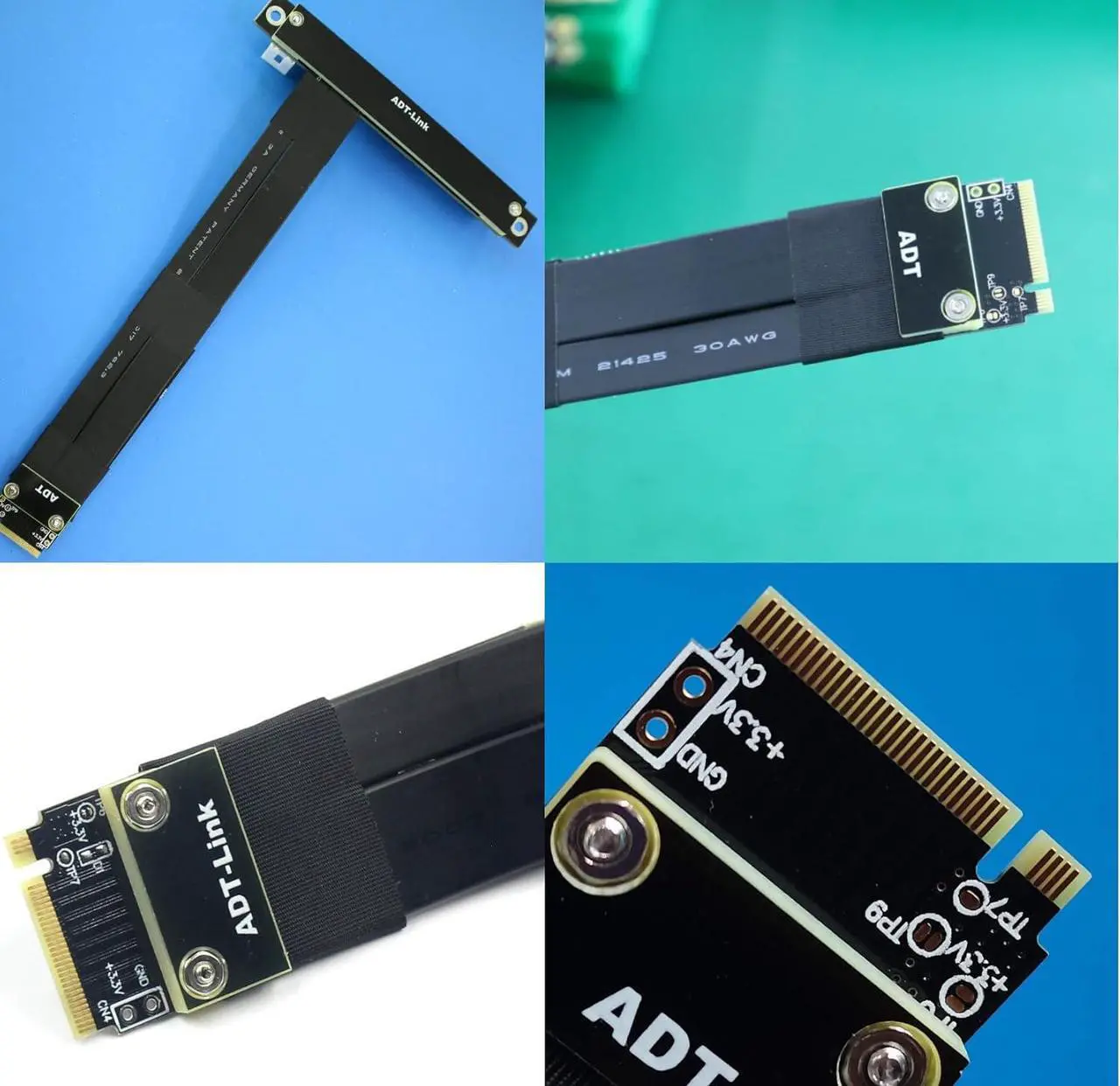 Alt view image 5 of 5 - ADT-Link PCIe 4.0/3.0 x4 M.2 NGFF NVMe Key M Extender Cable to PCIE x16 Graphics Card Riser Adapter 16x PCI-e PCI-Express for M2 2230 2242 2260 2280 (50cm) (15cm, R43SL 3.0)