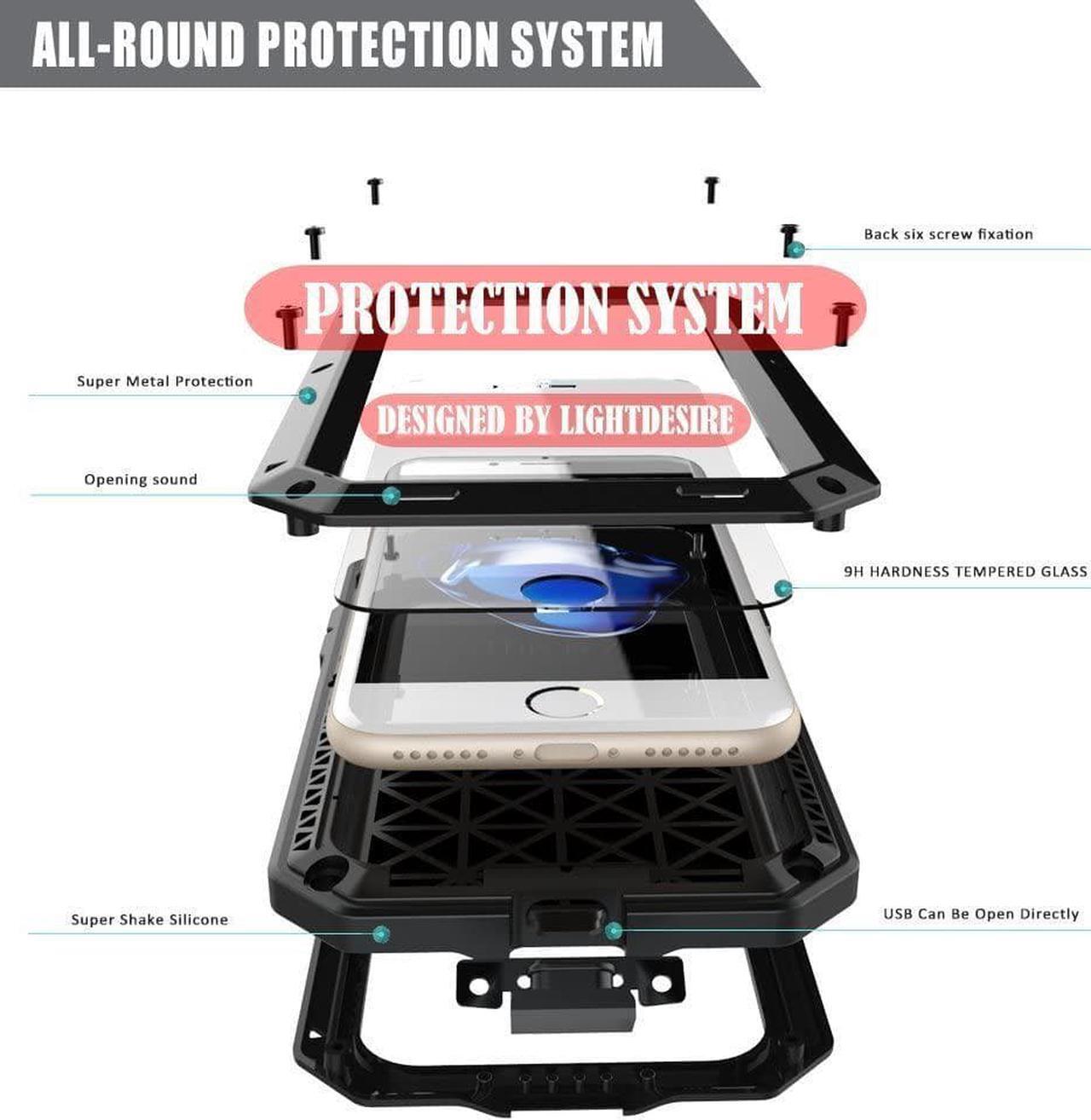 Alt view image 6 of 6 - iPhone SE 2022/2020 Case,Tempered Glass Luxury Aluminum Alloy Protective Metal Extreme Shockproof Military Bumper Heavy Duty Cover Shell Case Skin Protector for Apple iPhone SE 2022/2020 /8/7-Silver