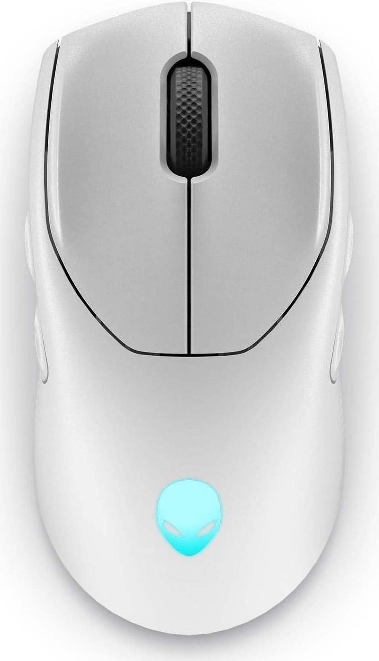 Alienware AW720M Tri-Mode Wireless Gaming Mouse - 2.4GHz Wireless, Bluetooth 5.1, 26,000 DPI, 8-Fully Programmable Buttons, Magnetic Snap Charging Adapter USB-A to USB-C Cable - Lunar Light