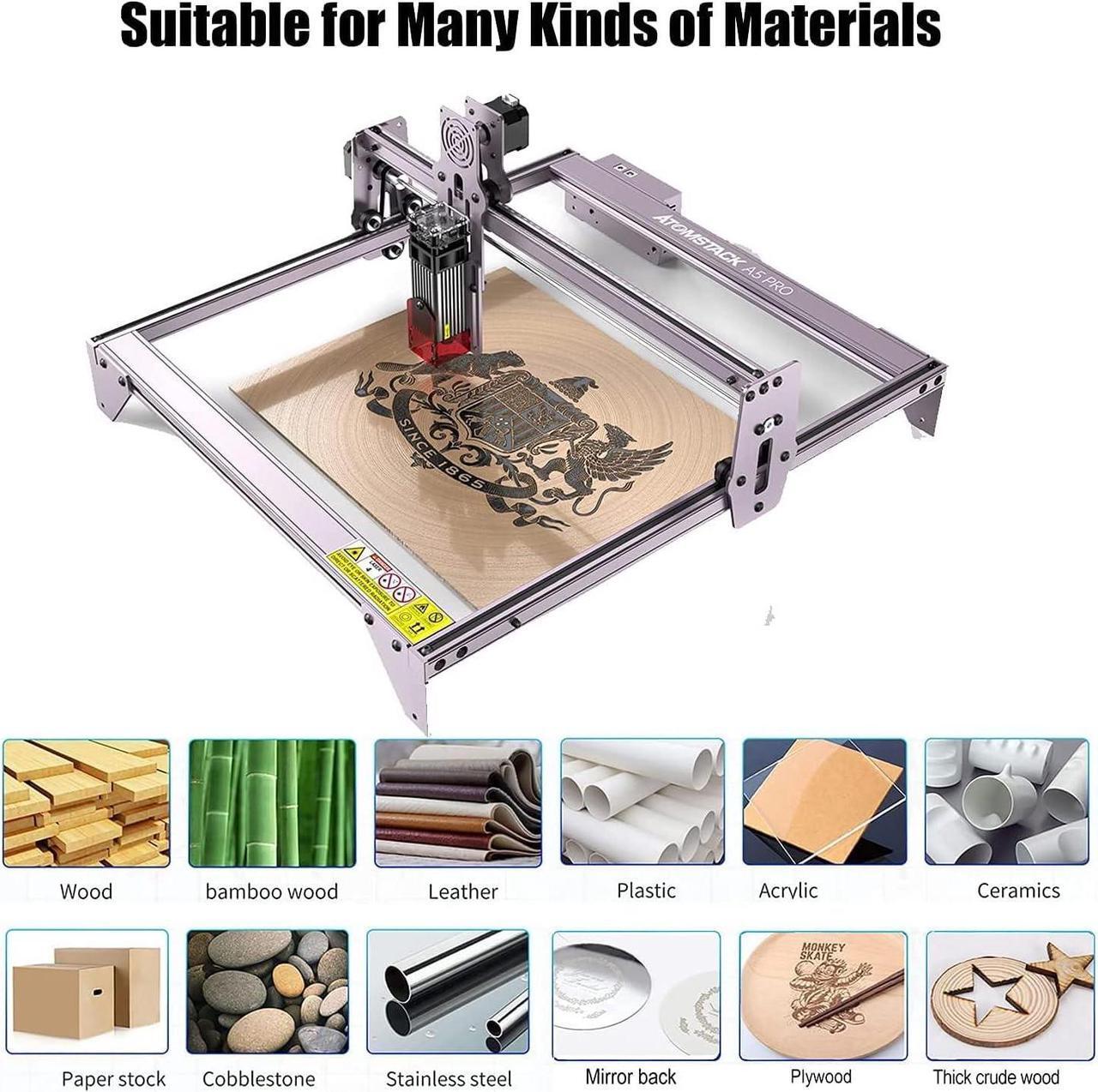 Alt view image 3 of 7 - ATOMSTACK A5 Pro 40W Laser Engraver Master, Wood Engraving Machine, Eye Protection Fixed-Focus CNC, Desktop DIY Laser Engraving Cutting Machine, Cut Engraver for Metal Wood Vinyl Leather, 410x400mm