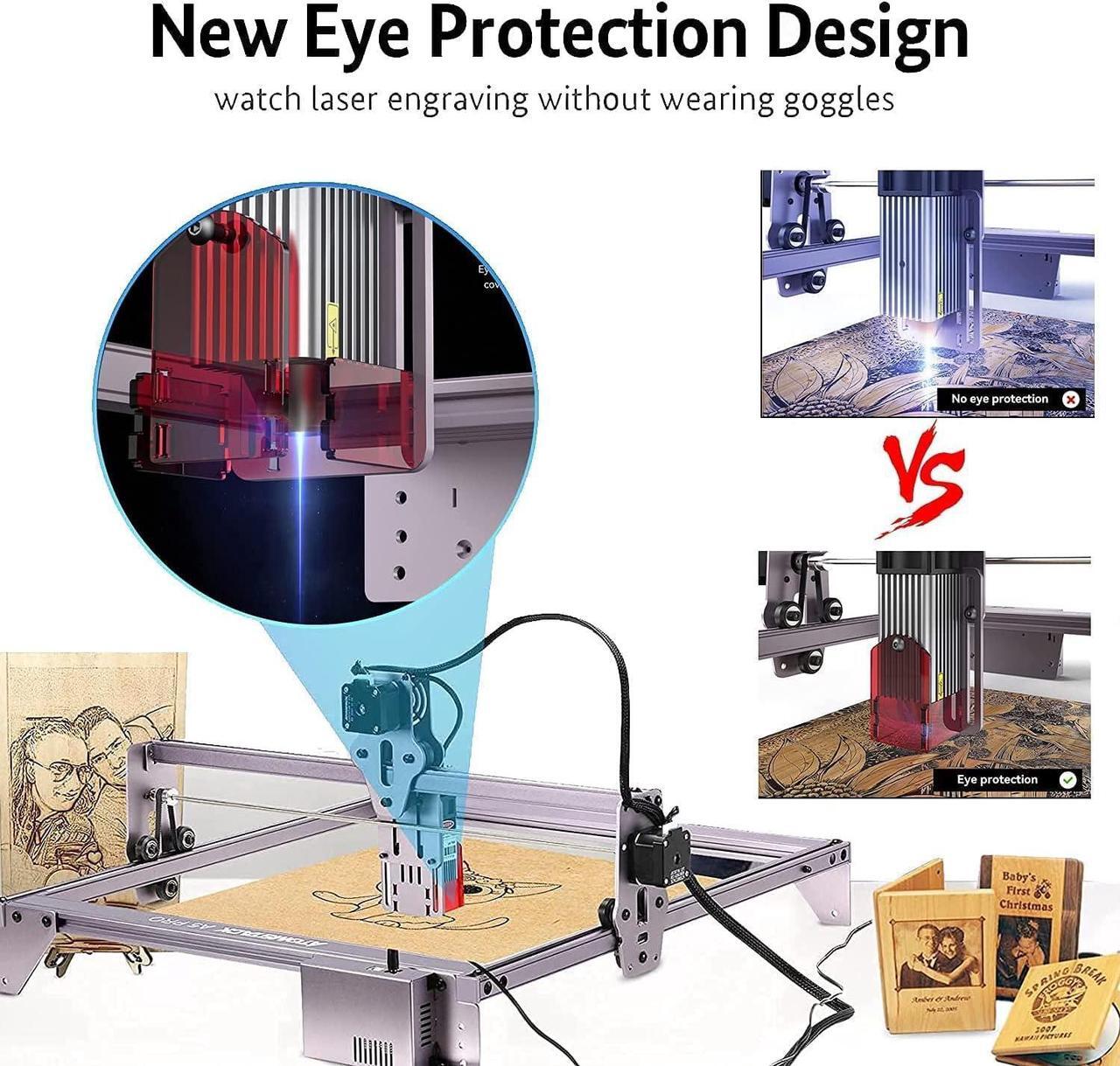 Alt view image 4 of 7 - ATOMSTACK A5 Pro 40W Laser Engraver Master, Wood Engraving Machine, Eye Protection Fixed-Focus CNC, Desktop DIY Laser Engraving Cutting Machine, Cut Engraver for Metal Wood Vinyl Leather, 410x400mm