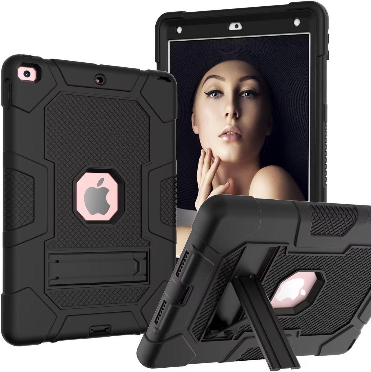 iPad 9th Generation Case, iPad 8th Generation Case, iPad 7th Generation Case, Hybrid Shockproof Rugged Drop Protective Case with Kickstand for iPad 10.2'' (Black)