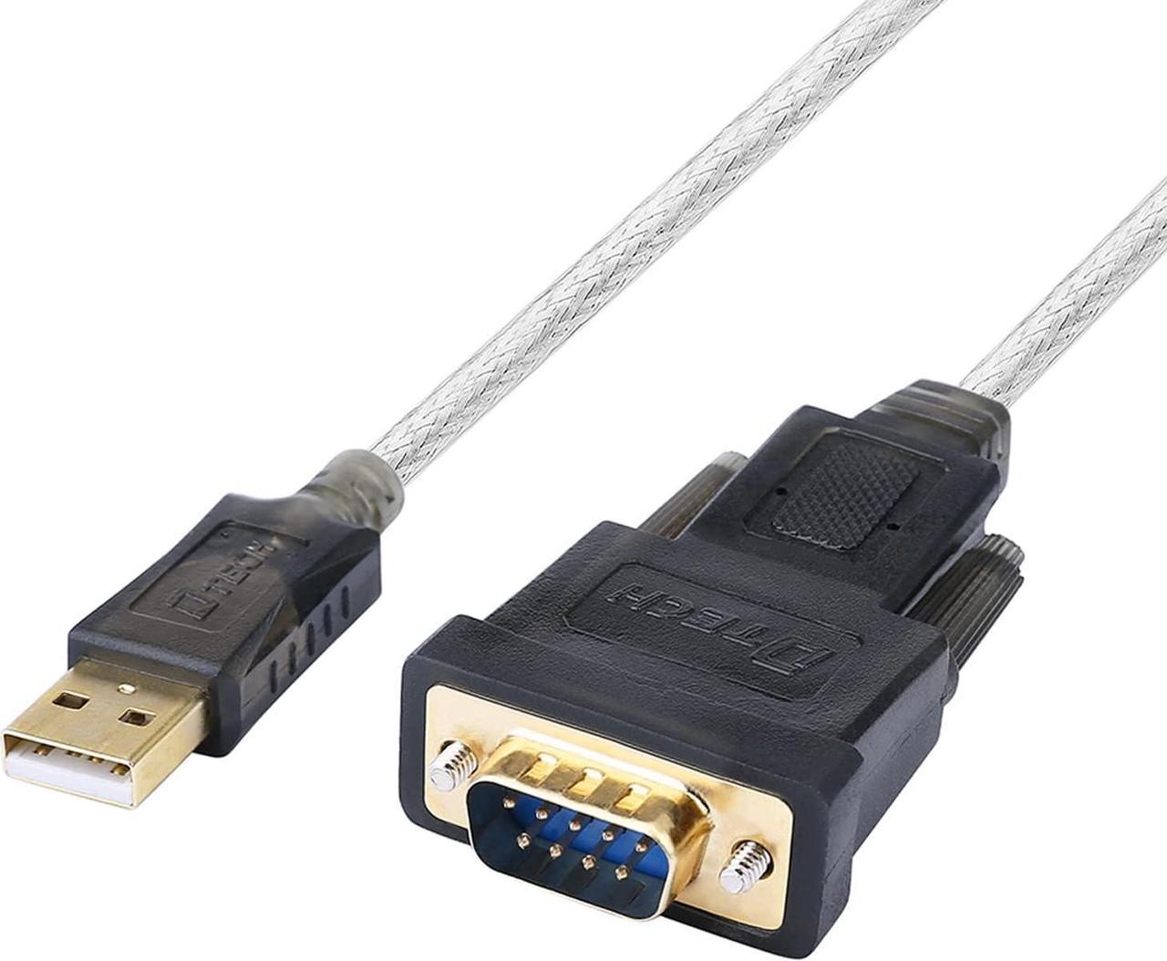 DTech Serial Cable to USB Adapter DB9 Male RS232 Port Supports Windows 11 10 8 7 Mac (6 Feet, PL2303)