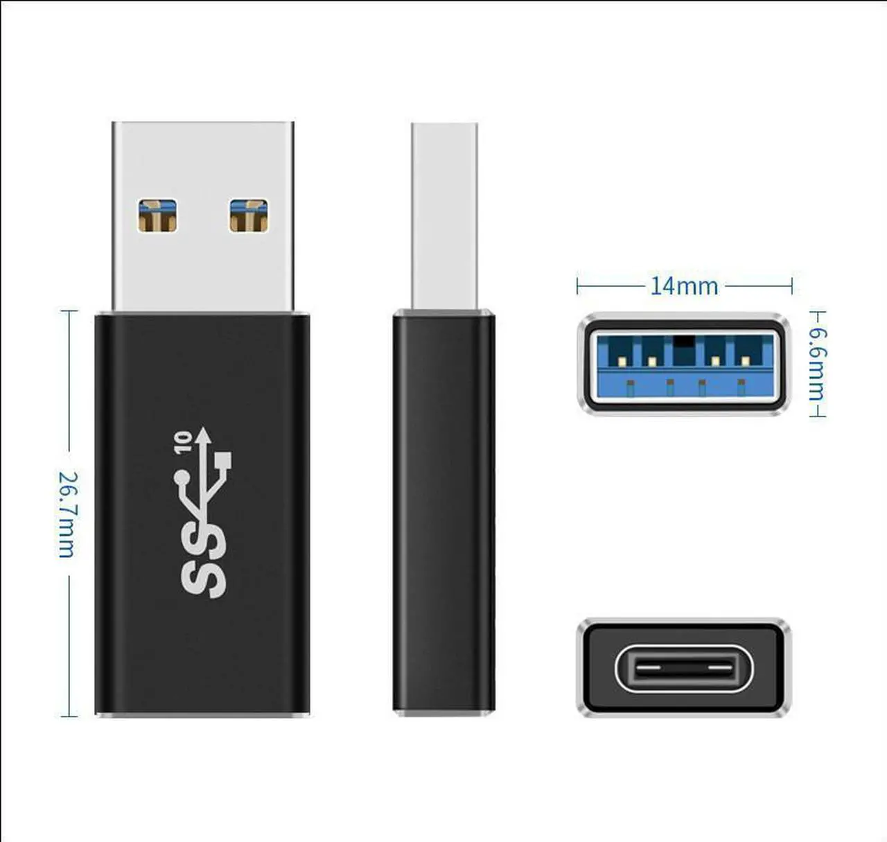 Alt view image 7 of 7 - USB C Female to USB Male Adapter (2-Pack), 3.1 USB A to C Adapter, One-Sided SuperSpeed Data Sync & 60W Fast Charging For iphone 15 Plus Pro Max, Laptop, Charger, Quest Link, etc