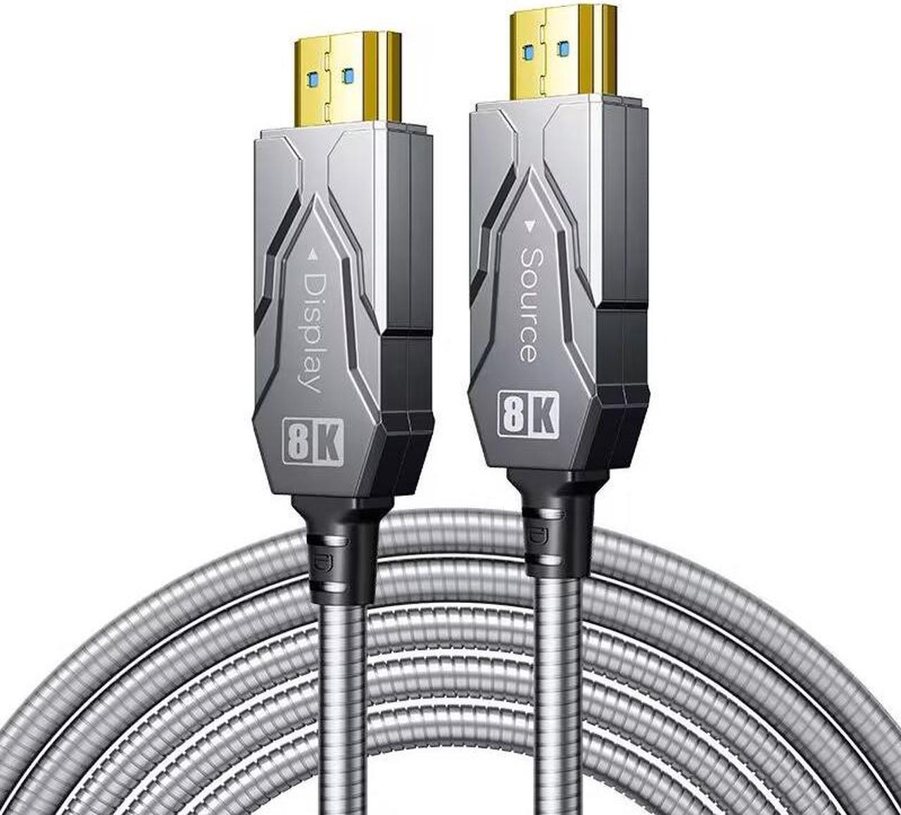 Fiber Optic HDMI 2.1 Cable 50 FT, in Wall - 48Gbps Outdoor Armoured HDMI 2.1 Cable 8K@60Hz,4K@120Hz Dynamic HDR, eARC for RTX 3080/3090 Xbox Series X PS5 Denon AV Receiver L-G Sam-sung S-ony TV