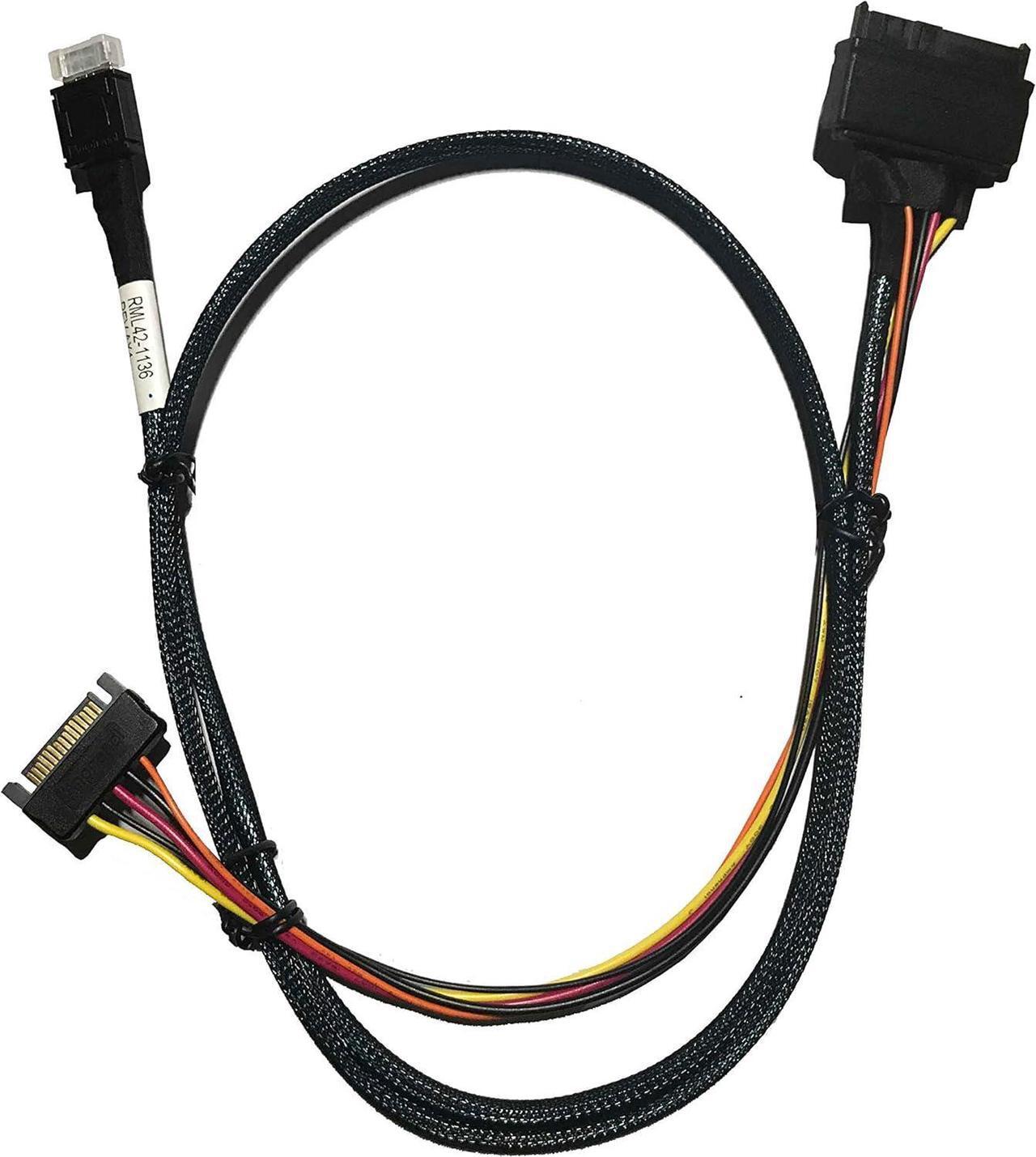 Main image of OCuLink 4X to NVMe U.2 SSD,SFF-8611 to SFF-8639 Cable with Power 100cm
