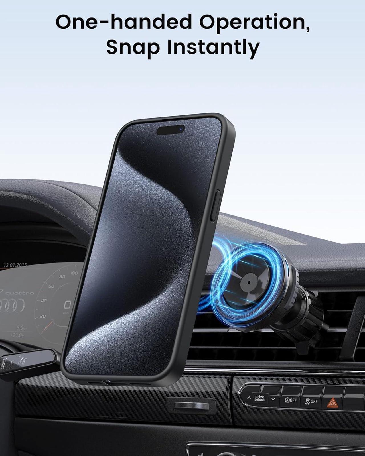 Alt view image 5 of 6 - 360°Rotatable Magnetic Ring Stand for iPhone 15 Pro Max Case[Compatible with Mag-Safe][Anti-Yellow] [Military-Grade Protection] Outdoor Shockproof TPU+PC Case for iPhone 15 Pro Max 6.7",Black