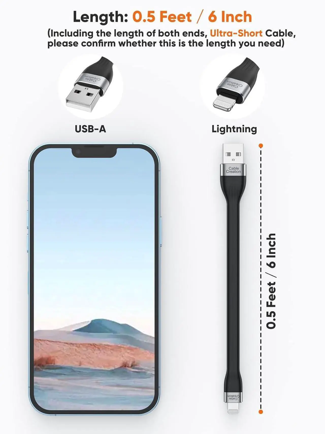 Alt view image 4 of 7 - CableCreation [MFi Certified] iPhone Charging Cable Short 15 cm, USB to Lightning Cable iPhone Fast Charging Cable Compatible with iPhone 14/14 Pro Max/13/12/12 Pro/11/X/XR/8/8 Plus/7/6S/6/SE, iPad