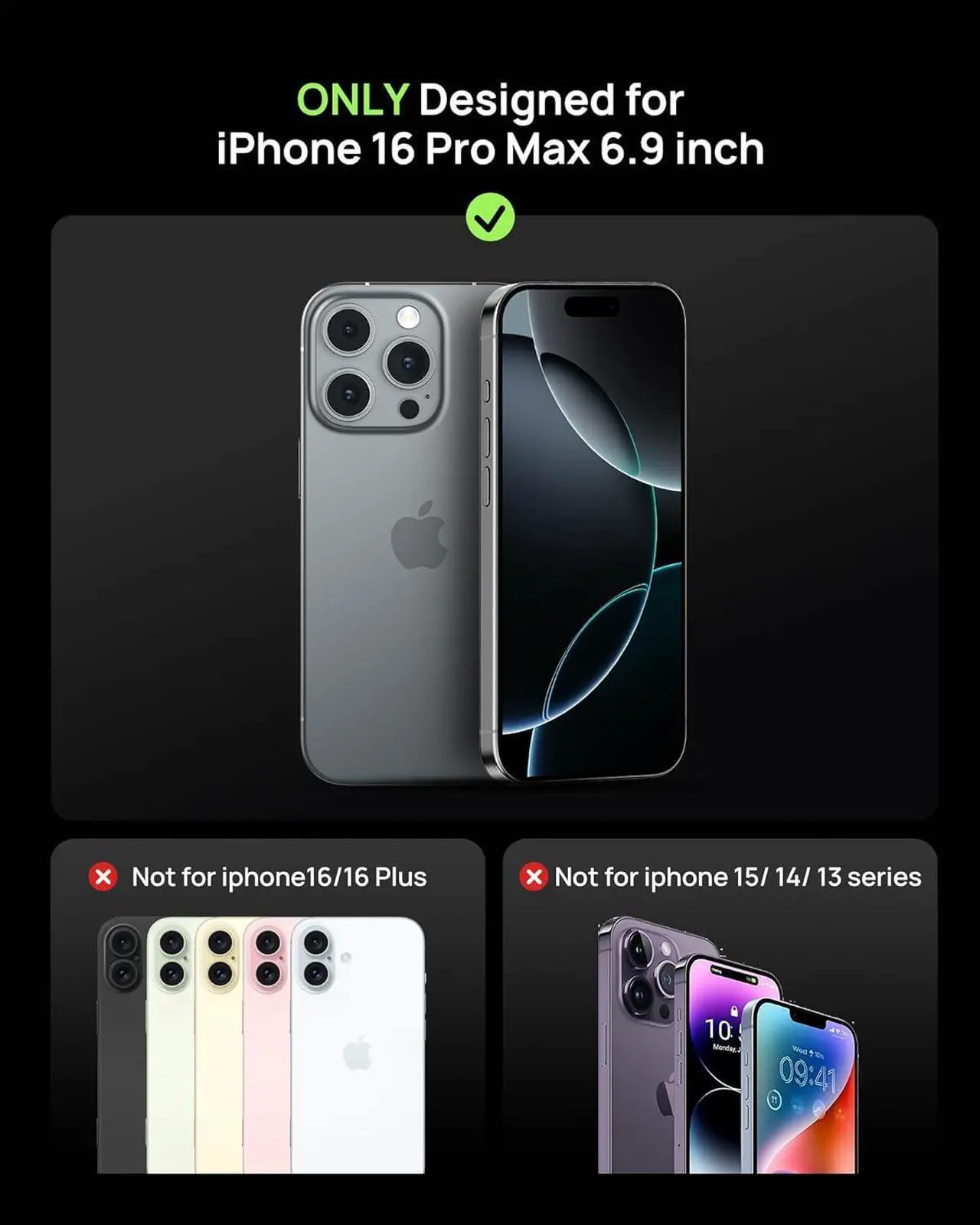 Alt view image 2 of 7 - Screen Protector for iPhone 16 Pro Max 6.9" with Camera Lens Protector[High Transparency][9H Tempered Glass][No Bubble][Auto-Alignment][Anti-scatch][Case Friendly][Full Coverage], 2+2 pack