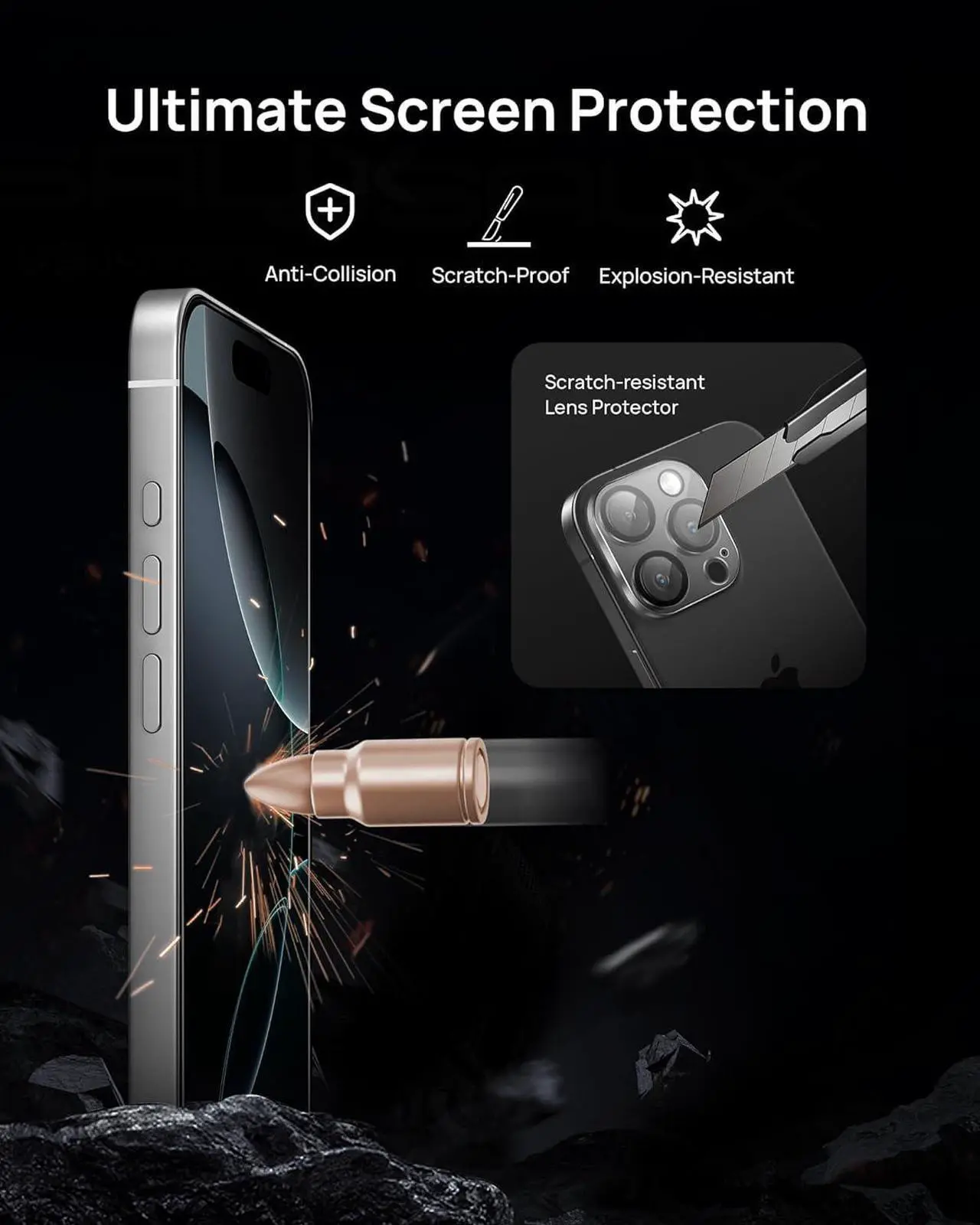 Alt view image 6 of 7 - Screen Protector for iPhone 16 Pro Max 6.9" with Camera Lens Protector[High Transparency][9H Tempered Glass][No Bubble][Auto-Alignment][Anti-scatch][Case Friendly][Full Coverage], 2+2 pack