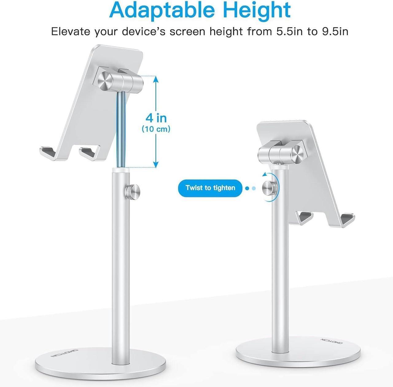 Main image of Cell Phone Stand, Angle Height Adjustable Aluminum Phone Holder for Desk, for iPhone 16 Pro Max Plus, Tablets(4-11''), Silver