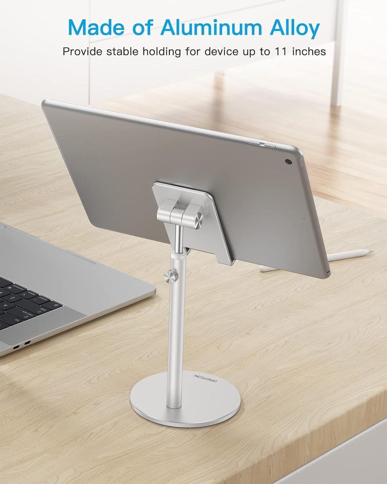 Alt view image 5 of 7 - Cell Phone Stand, Angle Height Adjustable Aluminum Phone Holder for Desk, for iPhone 16 Pro Max Plus, Tablets(4-11''), Silver