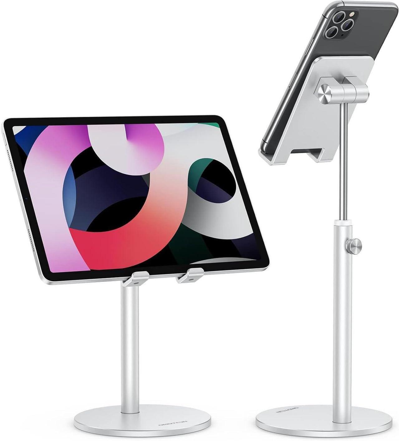 Alt view image 3 of 7 - Cell Phone Stand, Angle Height Adjustable Aluminum Phone Holder for Desk, for iPhone 16 Pro Max Plus, Tablets(4-11''), Silver