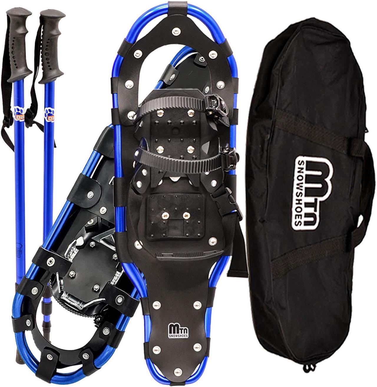 Snowshoes, Aluminum Snow Shoes for Men and Women with Snowshoes Poles, Outbound Snowshoes with Carrying Bag and Adjustable Trekking Poles, Adult Snowshoe Kit 30 Blue