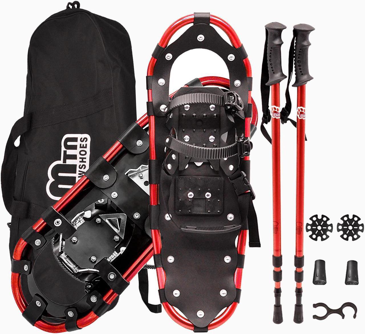 Snowshoes, Aluminum Snow Shoes for Men and Women with Snowshoes Poles, Outbound Snowshoes with Carrying Bag, Adult Snowshoe Kit 22 Red