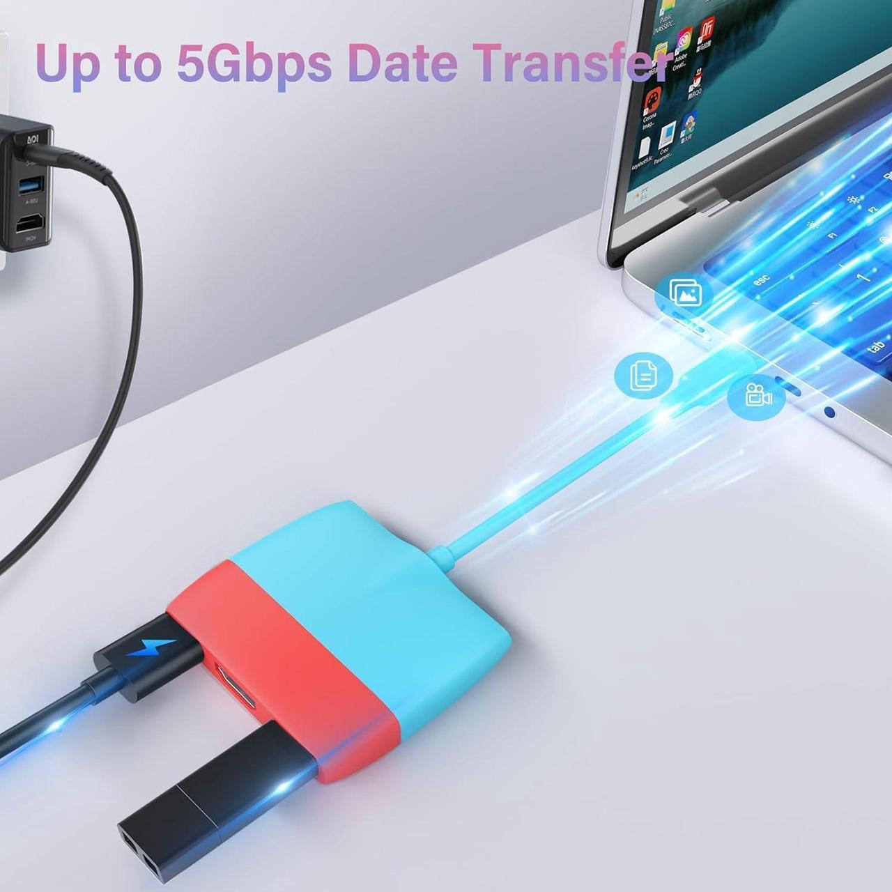 Alt view image 2 of 7 - USB C to HDMI Adapter for Nintendo Switch/Switch OLED/MacBook Pro Air/iPad Pro/Android Phone, USBC to 4K HDMI Output Multiport Converter Adaptor for Switch Dock Replacement
